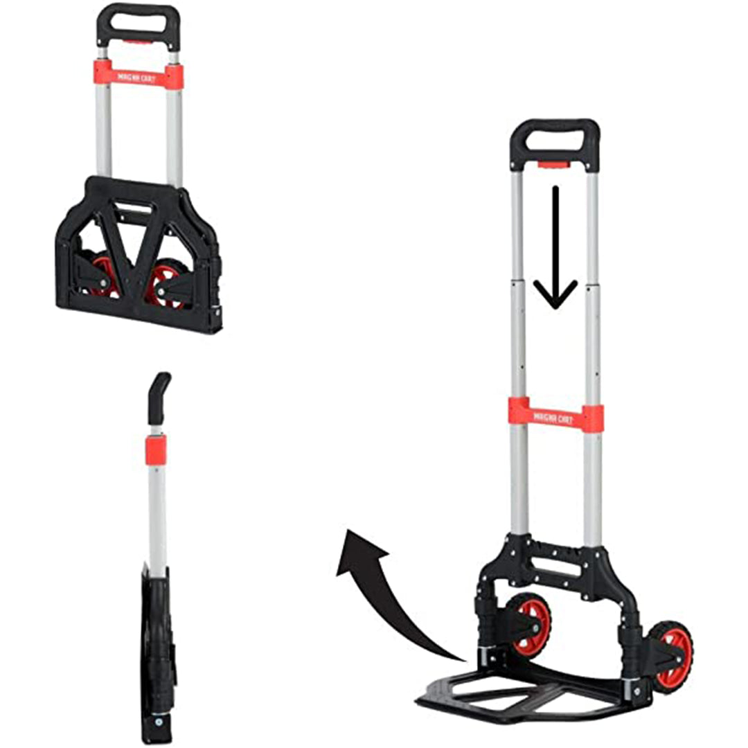 Magna Cart Extendable 150lb Capacity Aluminum Folding Hand Truck Dolly Cart