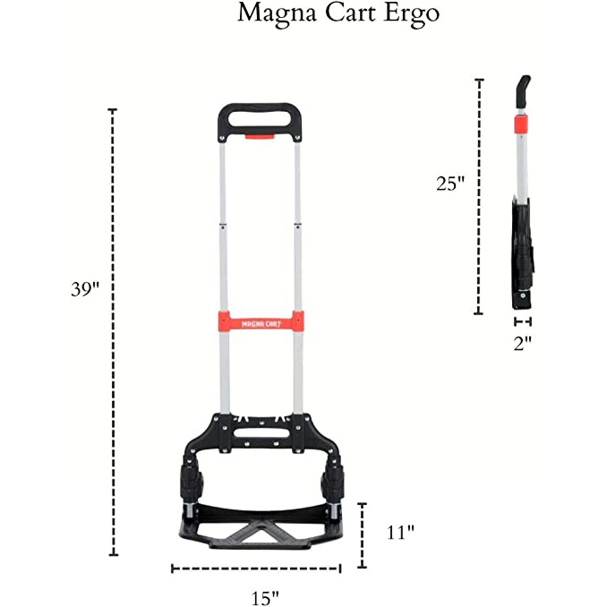 Magna Cart Extendable 150lb Capacity Aluminum Folding Hand Truck Dolly Cart