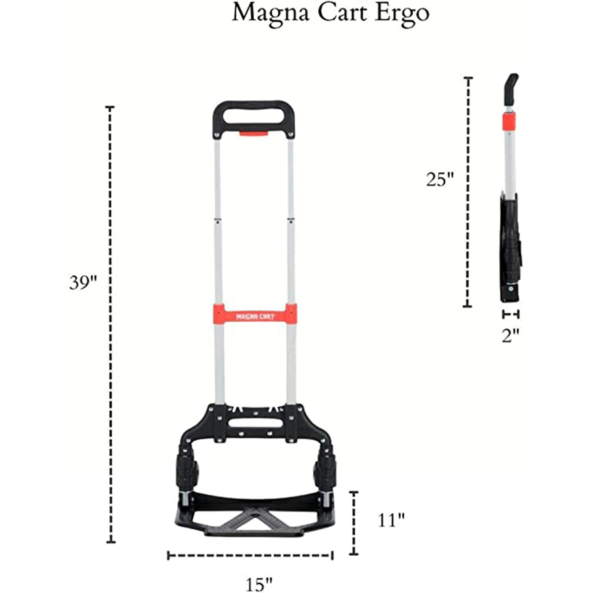 Magna Cart Extendable 150lb Capacity Aluminum Folding Hand Truck Dolly Cart
