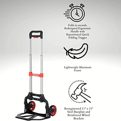 Magna Cart Extendable 150lb Capacity Aluminum Folding Hand Truck Dolly Cart - VMInnovations