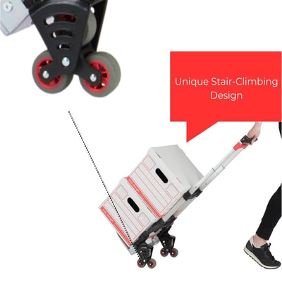 Magna Cart Stair Climbing 6 Wheel Folding Aluminum Hand Truck w/Tote Attachment