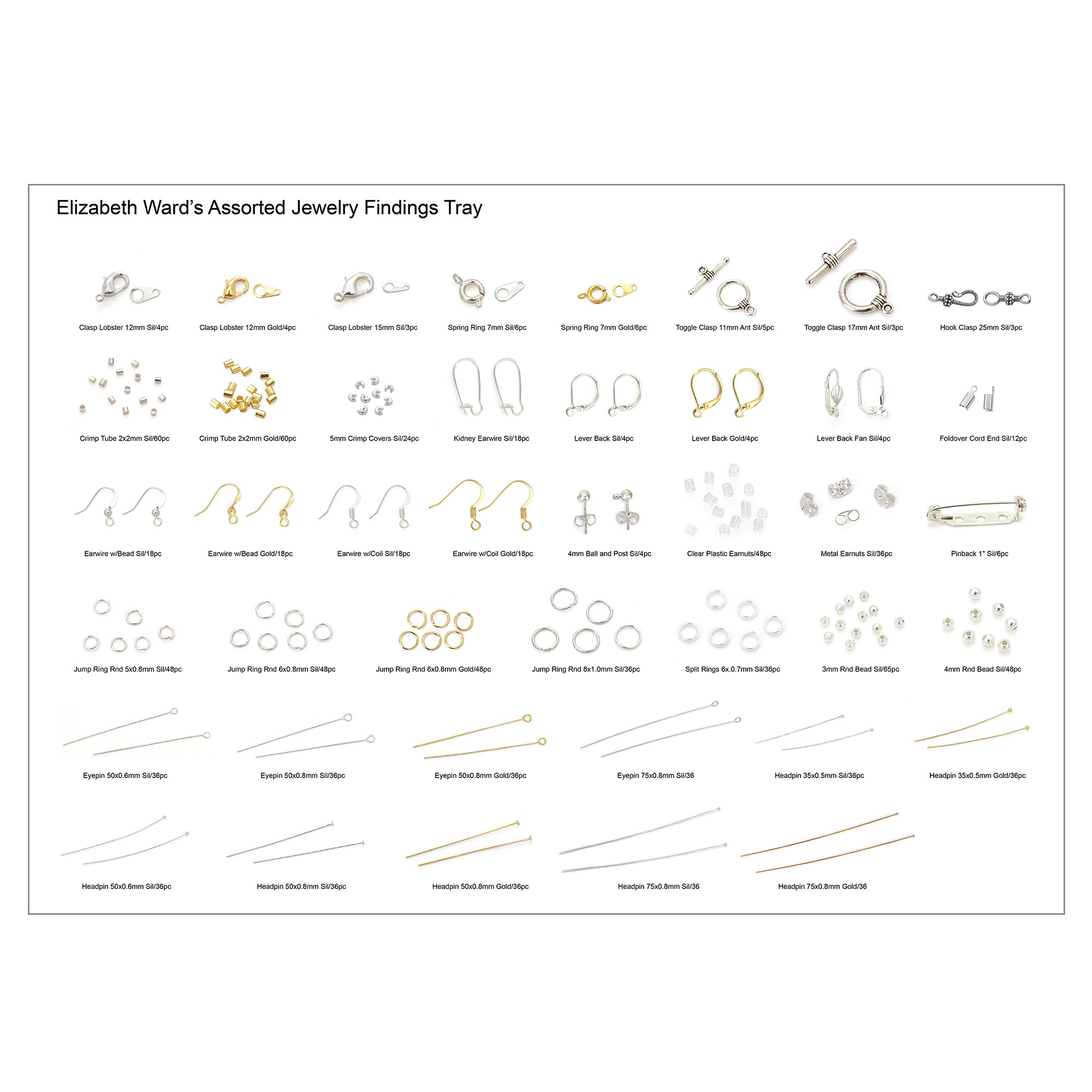 Bead Storage Solutions Elizabeth Ward 1,111pc Jewelry Findings Tray (Used) - VMInnovations