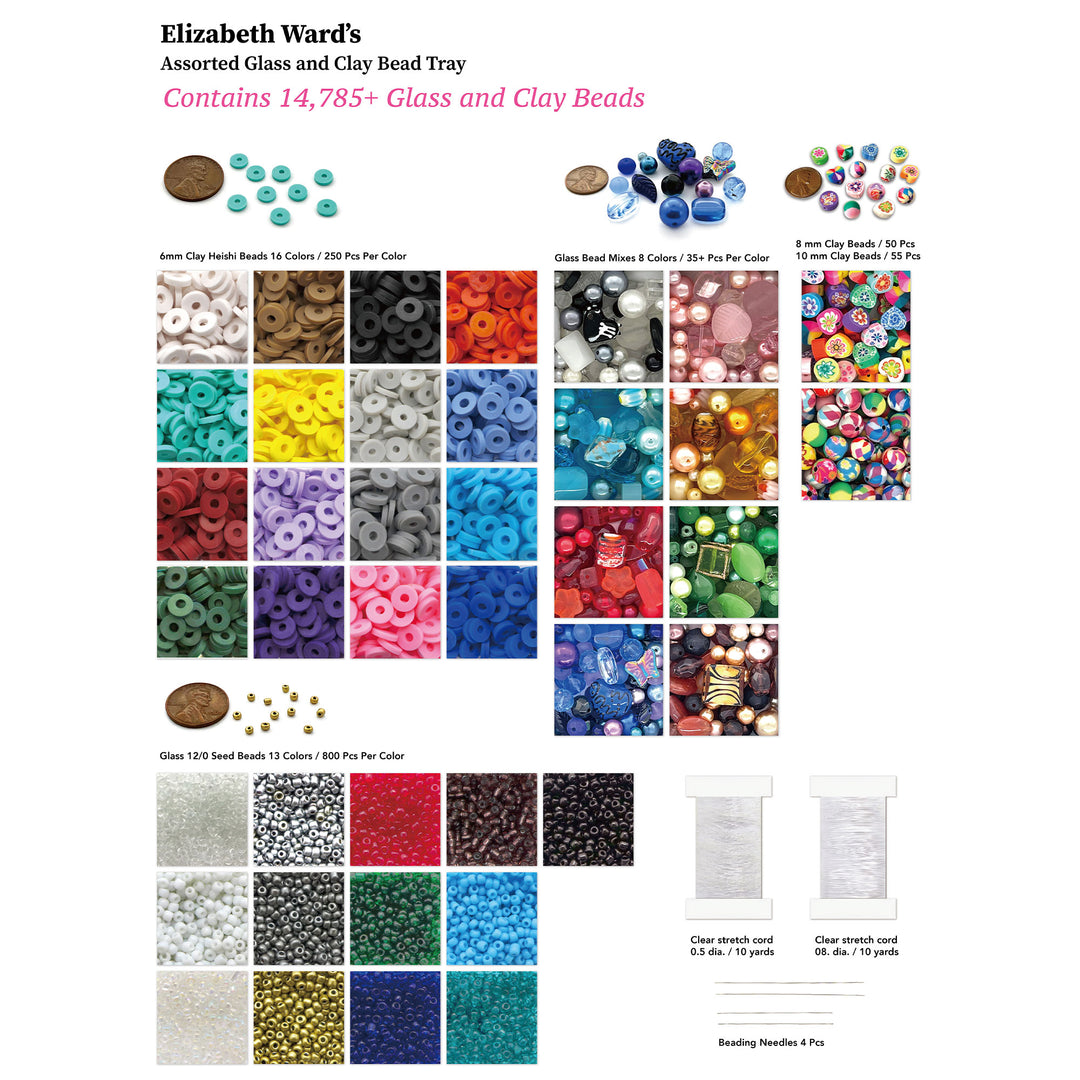 Bead Storage Solutions Elizabeth Ward Assorted Glass and Polymer Clay Bead Tray - VMInnovations