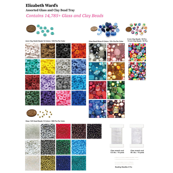 Bead Storage Solutions Elizabeth Ward Assorted Glass and Polymer Clay Bead Tray - VMInnovations