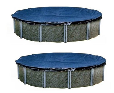 2) Swimline 28' Round Above Ground Swimming Pool Winter Cover+Cable+Ratchet