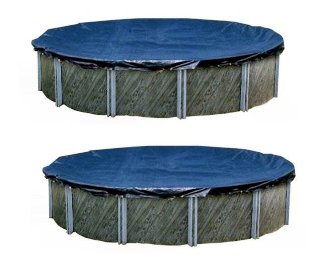 2) Swimline 28' Round Above Ground Swimming Pool Winter Cover+Cable+Ratchet