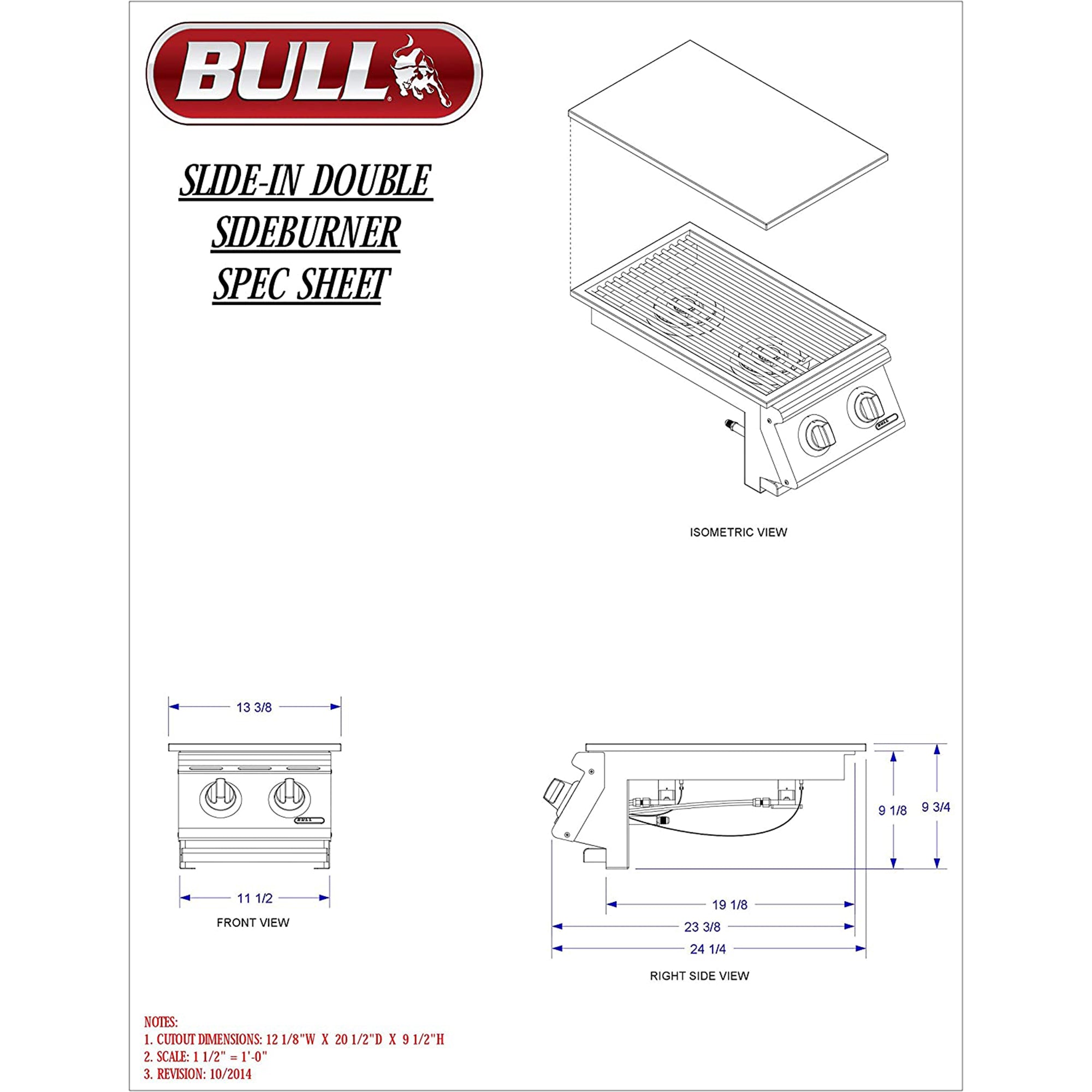 Bull 22,000 BTUs Slide In Stainless Steel Double Side Burner (Open Box)