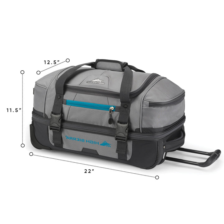 High Sierra Fairlead 22" Drop Bottom Wheeled Duffel Bag Traveling Luggage (Used) - VMInnovations