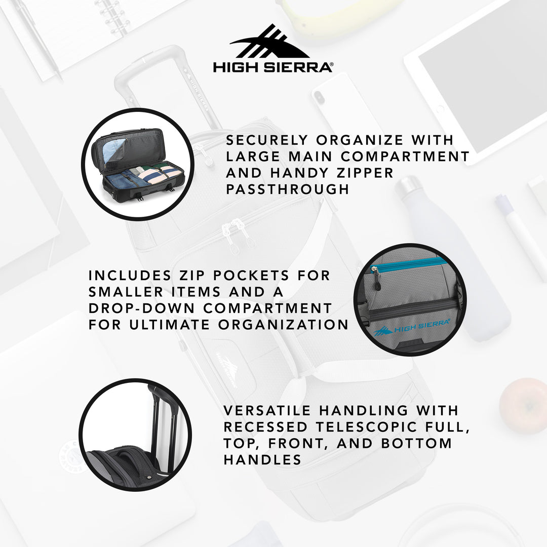 High Sierra Fairlead 22" Drop Bottom Wheeled Duffel Bag Traveling Luggage (Used) - VMInnovations