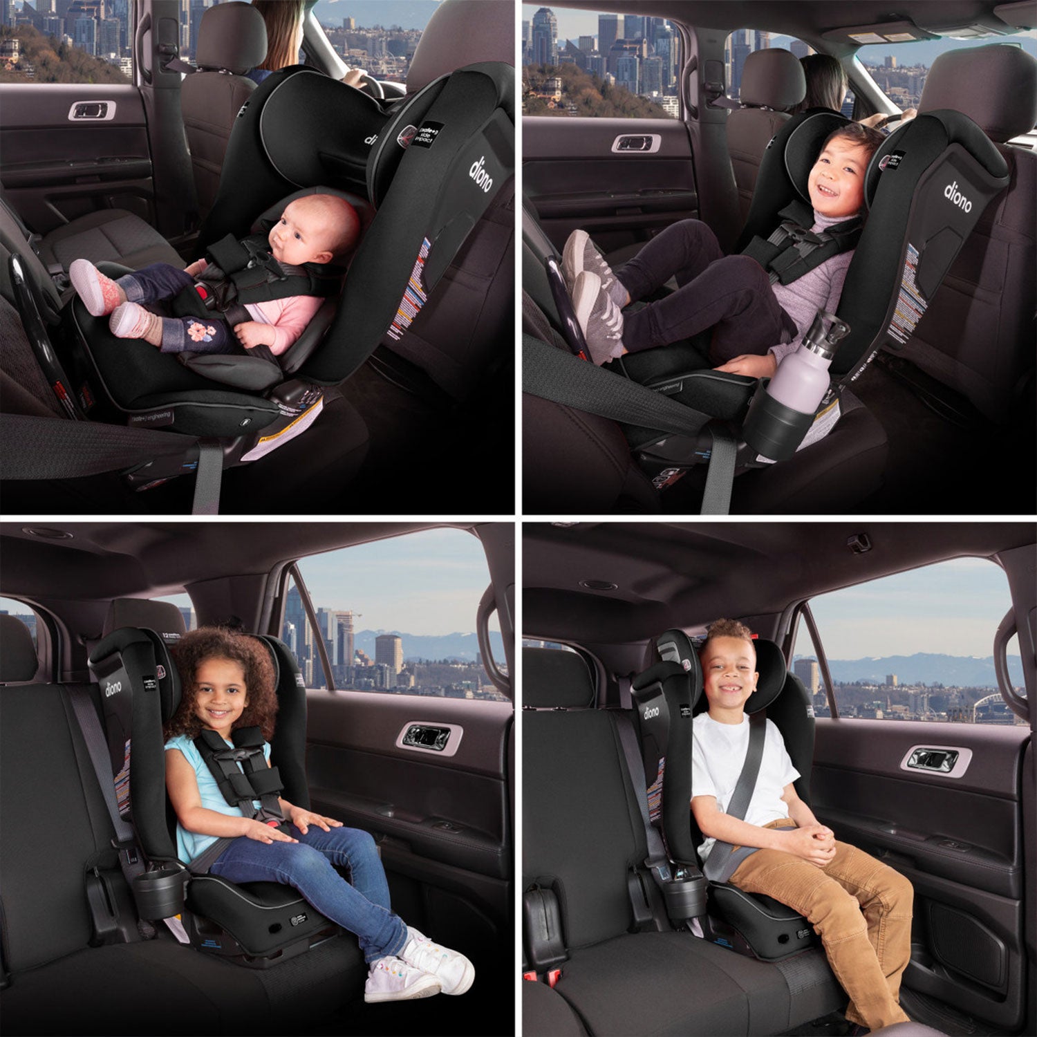 Diono Radian 3RXT Slim Fit 3 Across All-In-One Convertible Car Seat, Gray Oyster - VMInnovations