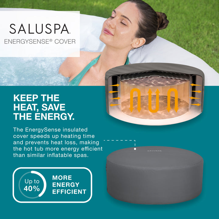 Bestway SaluSpa Aruba AirJet Hot Tub with EnergySense Cover, Grey (Open Box) - VMInnovations