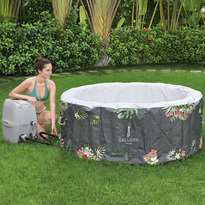 Bestway SaluSpa Aruba AirJet Inflatable Hot Tub with EnergySense Cover, Grey