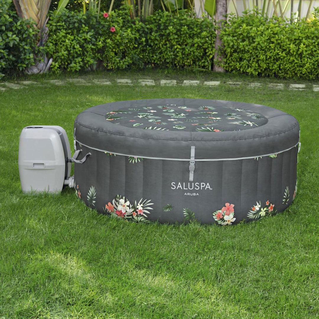 Bestway SaluSpa Aruba AirJet Inflatable Hot Tub w/ EnergySense Cover, Grey(Used) - VMInnovations
