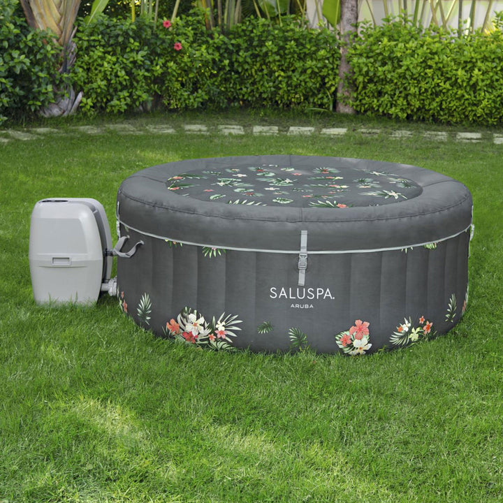 Bestway SaluSpa Aruba AirJet Inflatable Hot Tub w/ EnergySense Cover, Grey(Used) - VMInnovations