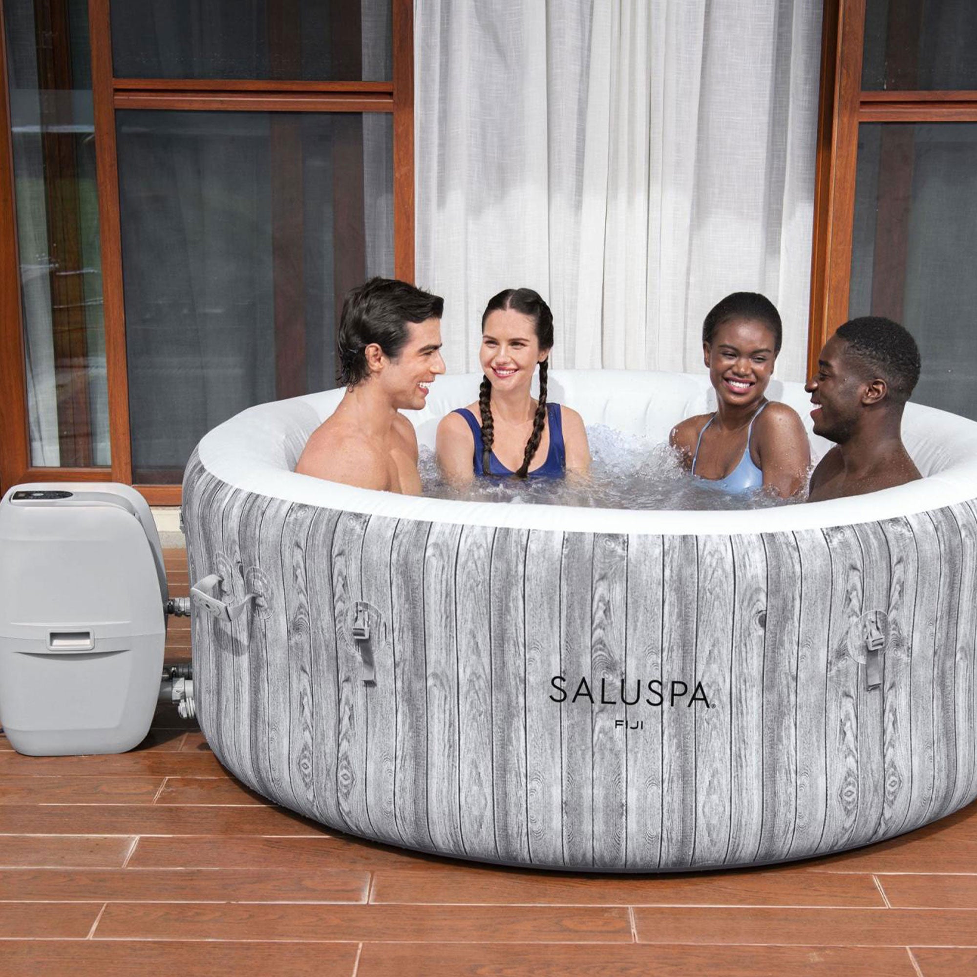 Bestway Fiji AirJet Inflatable Hot Tub w/EnergySense Cover, Grey (For Parts) - VMInnovations