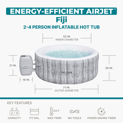 Bestway SaluSpa Fiji AirJet Hot Tub w/EnergySense Cover, Grey (Open Box)
