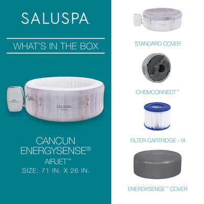 Bestway SaluSpa Cancun AirJet Inflatable Hot Tub w/EnergySense Cover, Grey(Used) - VMInnovations
