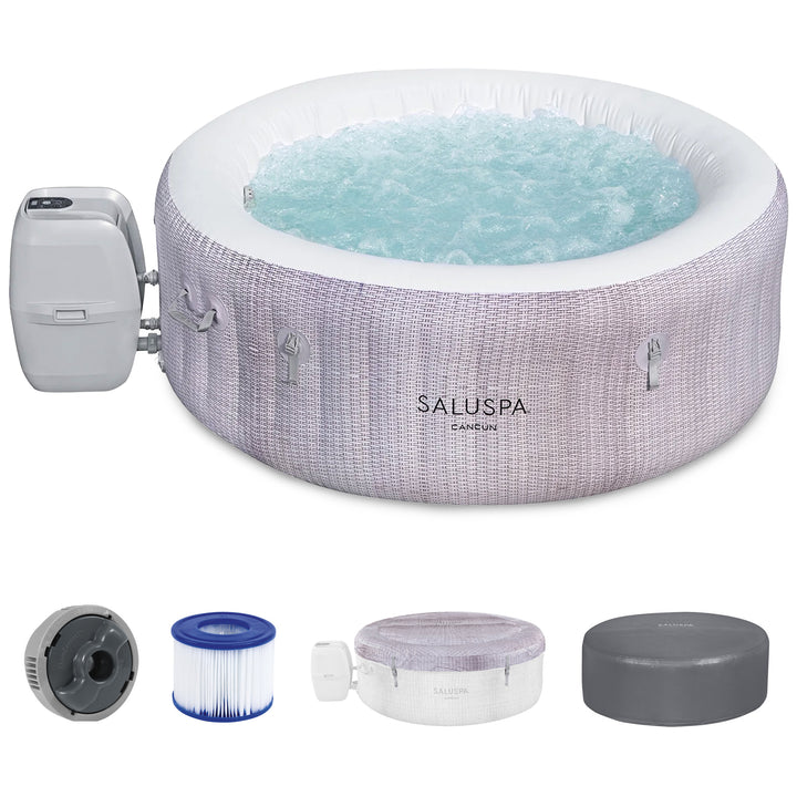 Bestway SaluSpa Cancun AirJet Hot Tub with EnergySense Cover, Grey (Open Box)