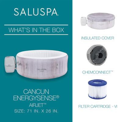 Bestway SaluSpa Cancun 2 to 4 Person Inflatable Hot Tub, Energy-Efficient Spa