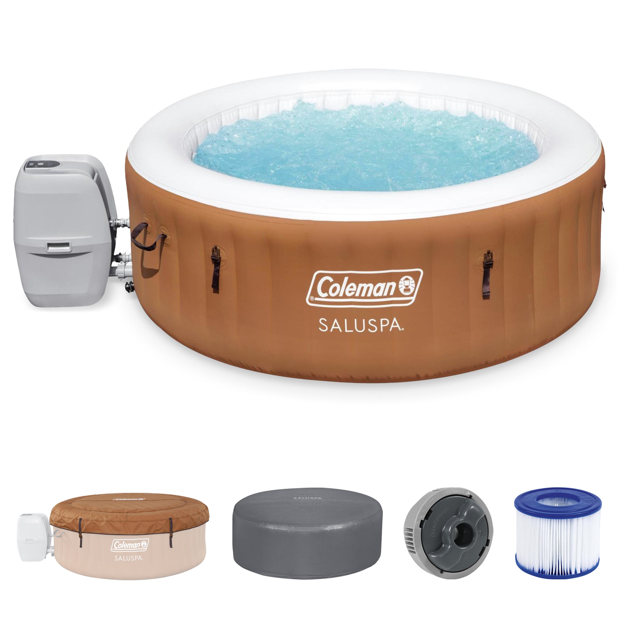 Bestway Coleman AirJet Inflatable Hot Tub w/EnergySense Cover, Orange(For Parts)