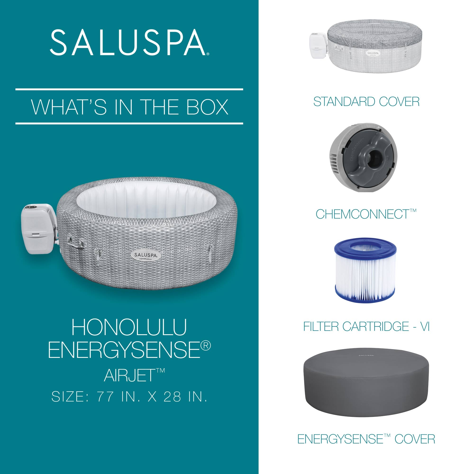 Bestway Honolulu AirJet Inflatable Hot Tub with EnergySense Cover, Grey (Used) - VMInnovations