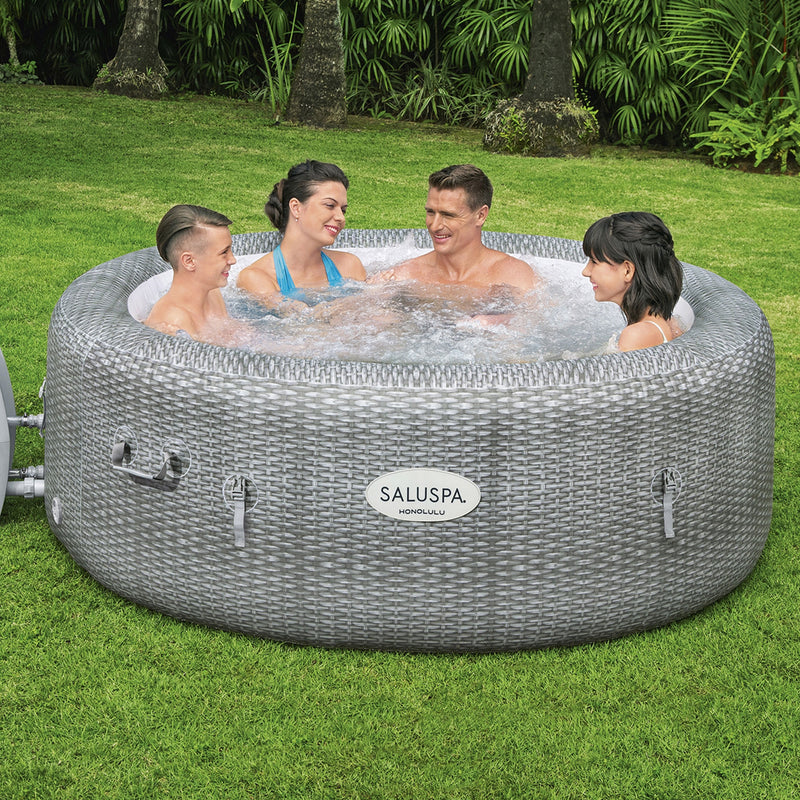 Bestway SaluSpa Honolulu AirJet Inflatable Hot Tub with EnergySense Cover, Grey