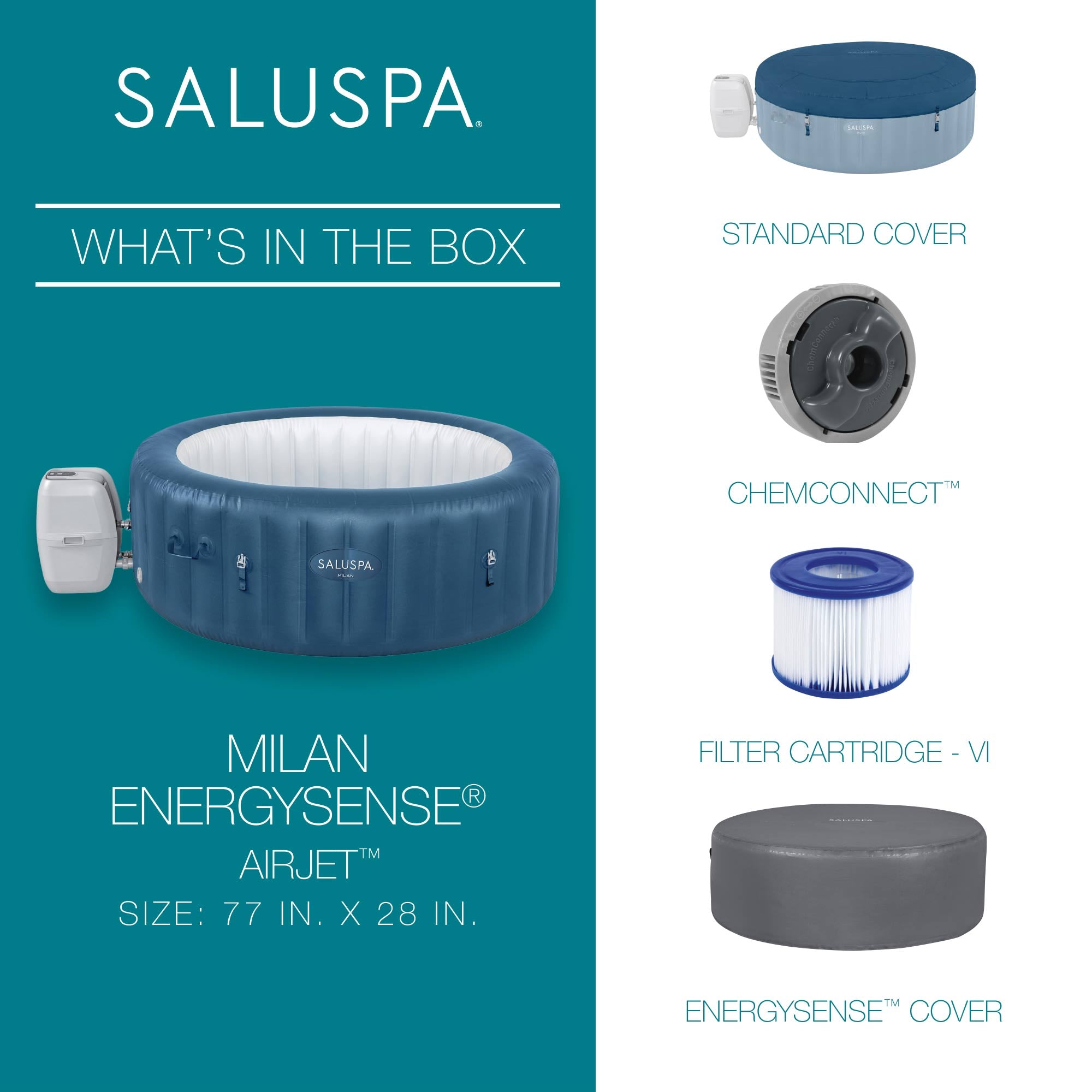 Bestway SaluSpa Milan AirJet Inflatable Hot Tub w EnergySense Cover, (For Parts)