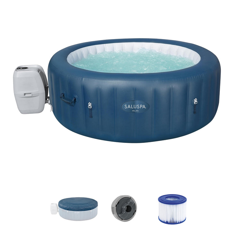 Bestway SaluSpa Milan AirJet Inflatable Hot Tub w/ EnergySense Cover, Blue(Used)