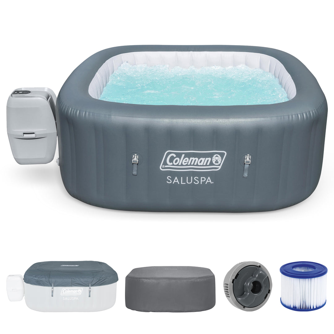 Coleman Hawaii AirJet Square Inflatable Hot Tub with EnergySense Cover, Grey