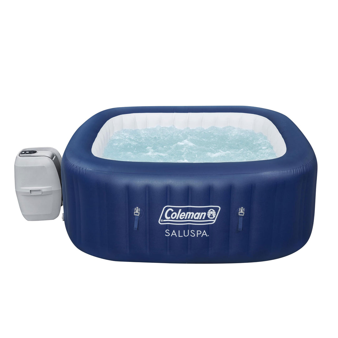 Coleman Atlantis AirJet Square Inflatable Hot Tub with EnergySense Cover, Blue