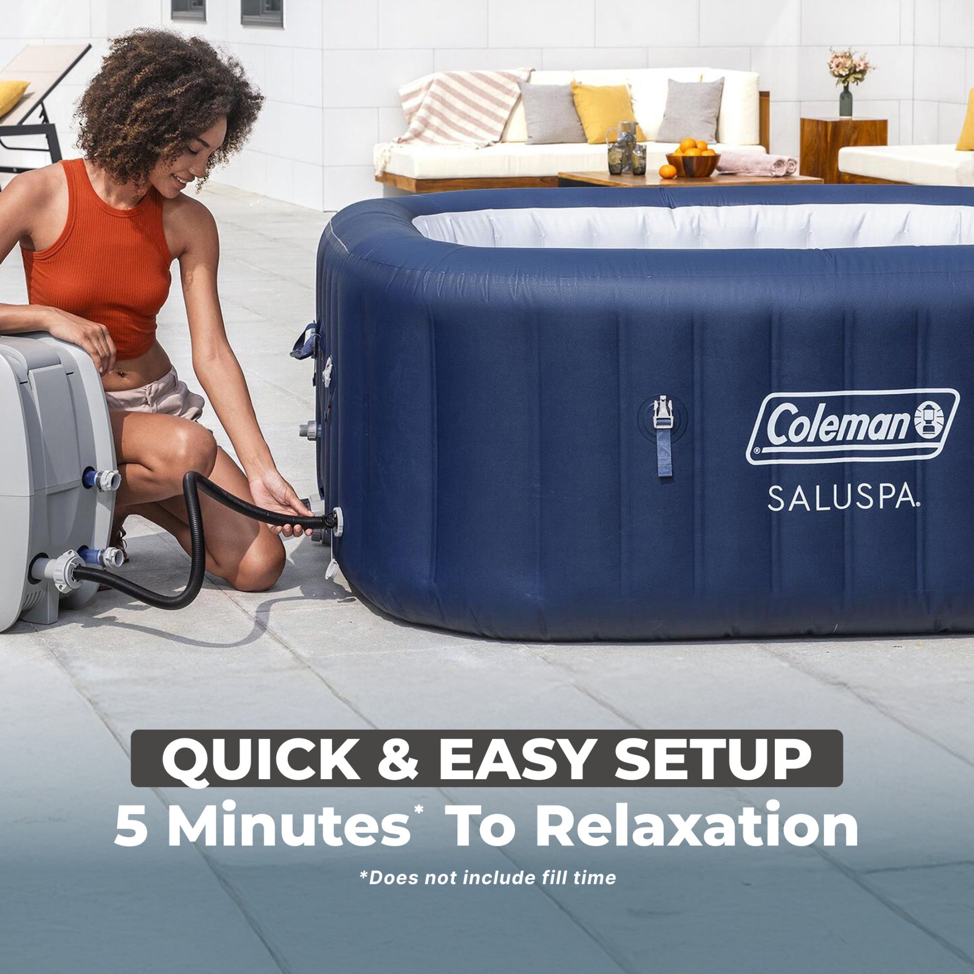Bestway Coleman Hawaii AirJet Hot Tub w/EnergySense Cover, Blue (Open Box) - VMInnovations