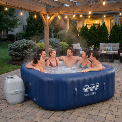Bestway Coleman Hawaii AirJet Hot Tub w/EnergySense Cover, Blue (Open Box) - VMInnovations