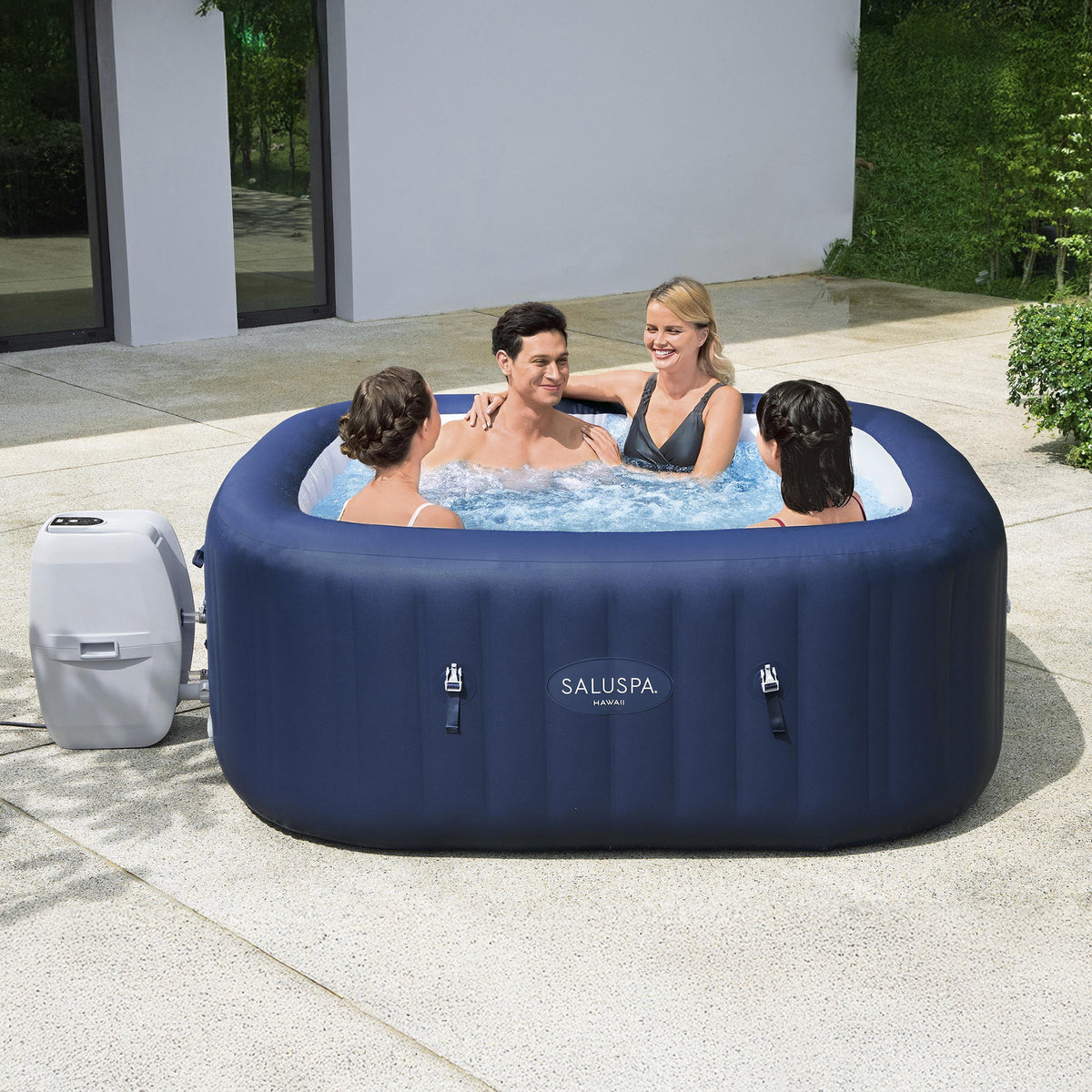 Bestway SaluSpa Hawaii AirJet Hot Tub w/EnergySense Cover, Blue (Open Box)