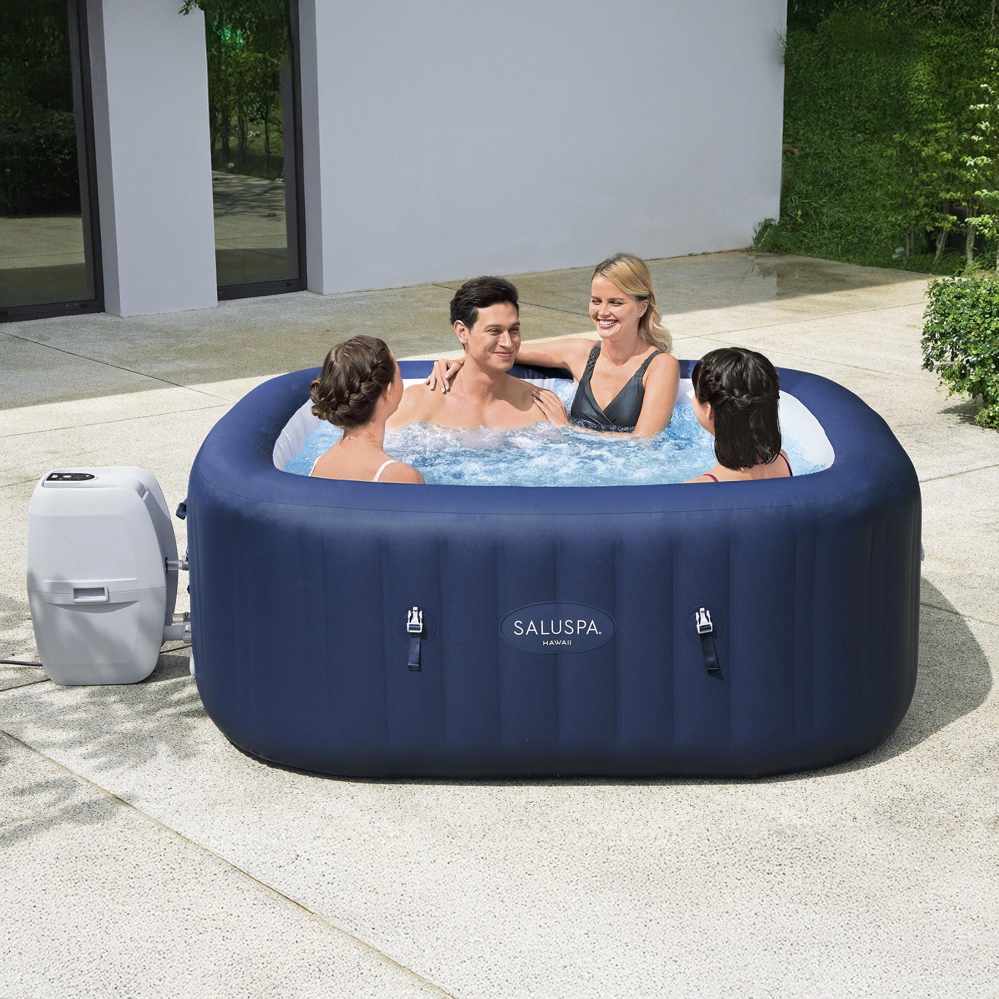 Bestway SaluSpa Hawaii AirJet Inflatable Hot Tub w/EnergySense Cover, Blue(Used)