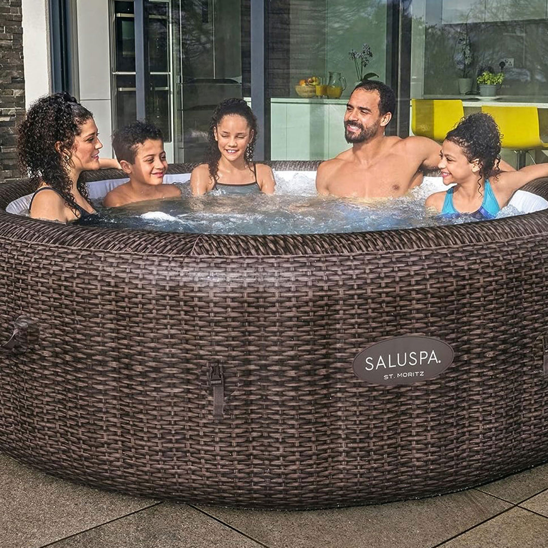 Bestway St Moritz AirJet Inflatable Hot Tub w/ EnergySense Cover, Brown (Used) - VMInnovations