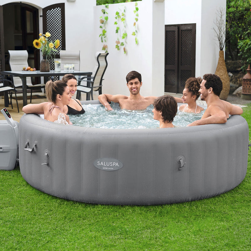 Bestway SaluSpa Grenada AirJet  Hot Tub with EnergySense Cover, Grey (Open Box)