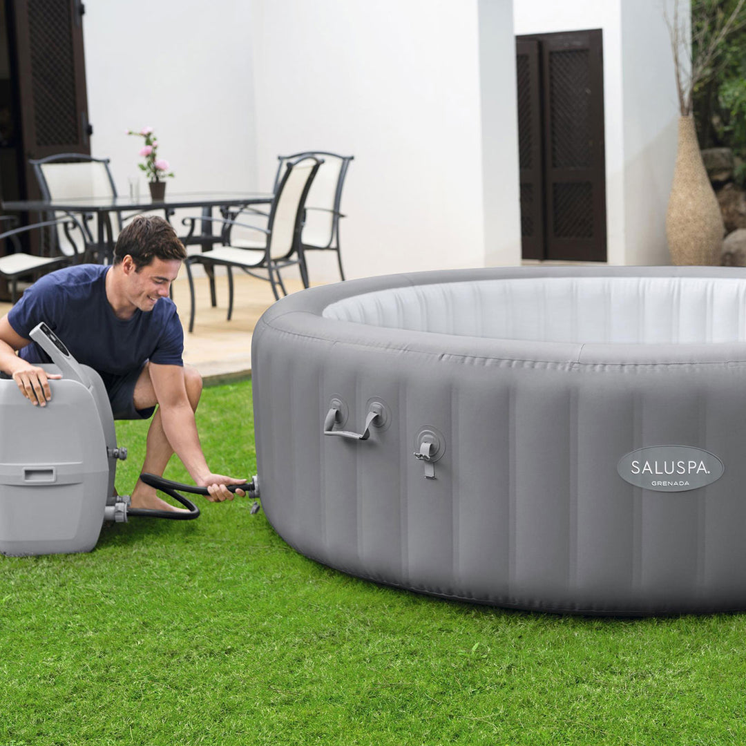 Bestway SaluSpa Grenada AirJet Inflatable Tub w/ EnergySense Cover, Grey (Used)