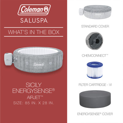 Bestway Coleman Sicily AirJet Hot Tub with EnergySense Cover, Grey (Open Box)