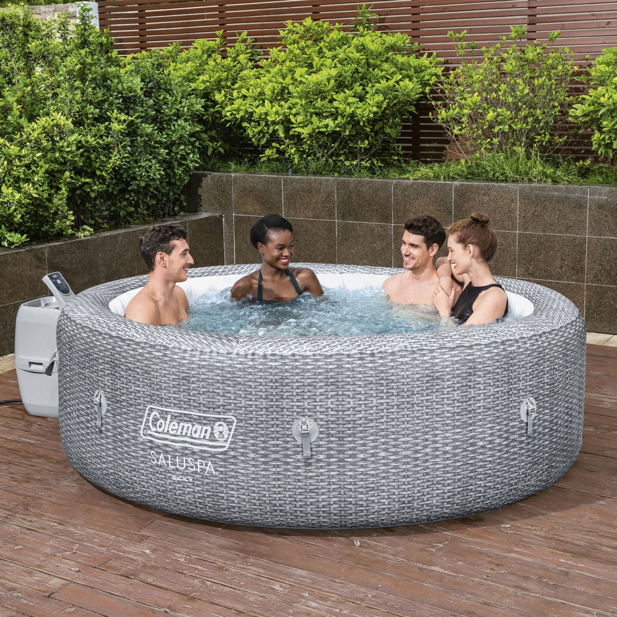 Bestway Coleman Sicily AirJet Hot Tub with EnergySense Cover, Grey (For Parts) - VMInnovations