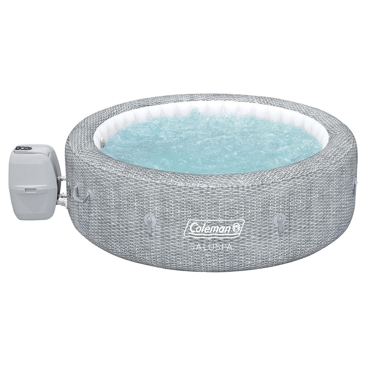 Bestway Coleman Sicily AirJet Hot Tub with EnergySense Cover, Grey (Open Box) - VMInnovations