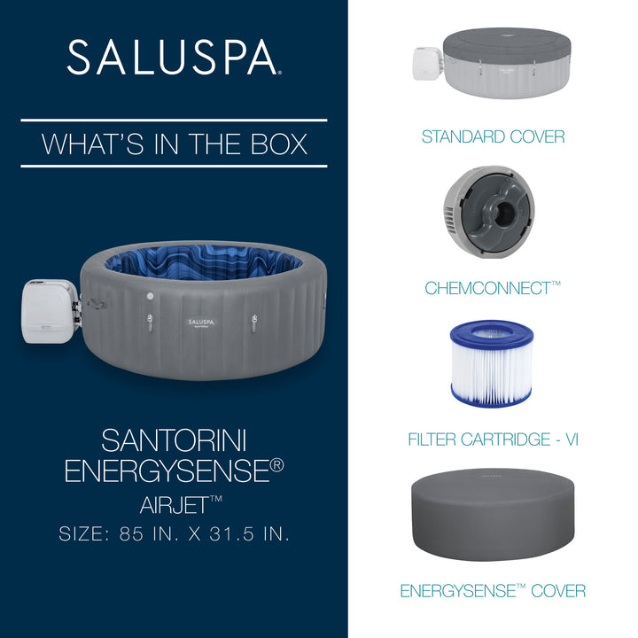 Bestway SaluSpa Santorini HydroJet Hot Tub with EnergySense Cover (Open Box)