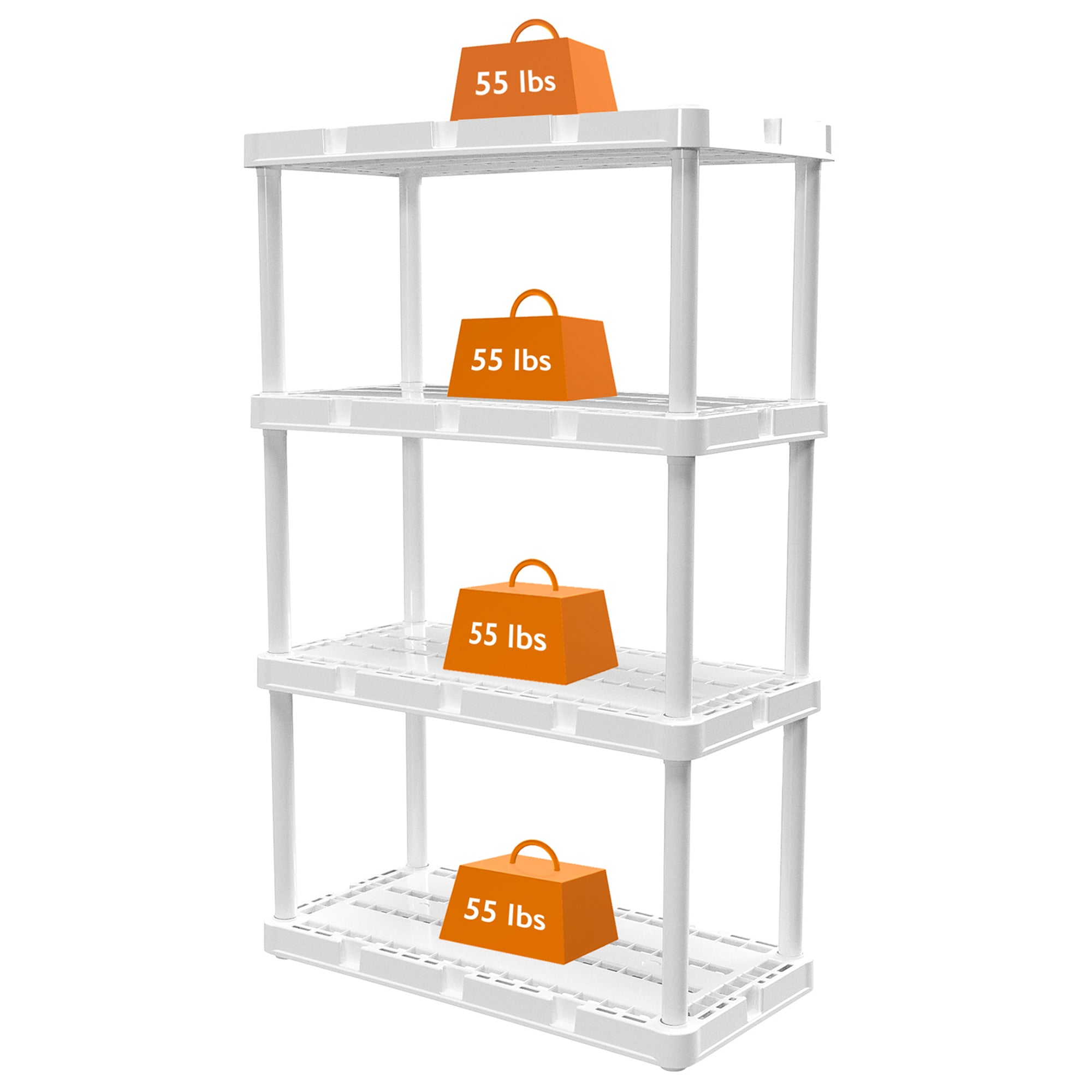 Gracious Living 4 Shelf Knect-A-Shelf Ventilated Storage Unit, White (2 Pack) - VMInnovations