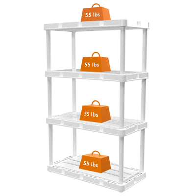 Gracious Living 4 Shelf Knect-A-Shelf Ventilated Storage Unit, White (2 Pack) - VMInnovations