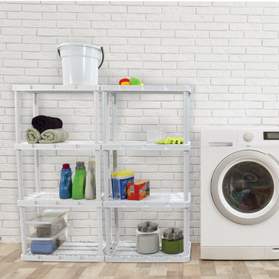 Gracious Living 4 Shelf Knect-A-Shelf Ventilated Storage Unit, White (2 Pack) - VMInnovations