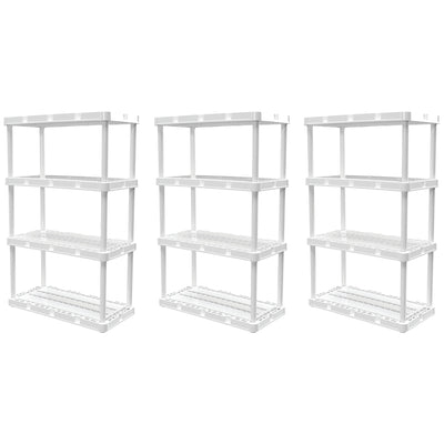 Gracious Living 4 Shelf Knect-A-Shelf Ventilated Storage Unit, White (3 Pack)