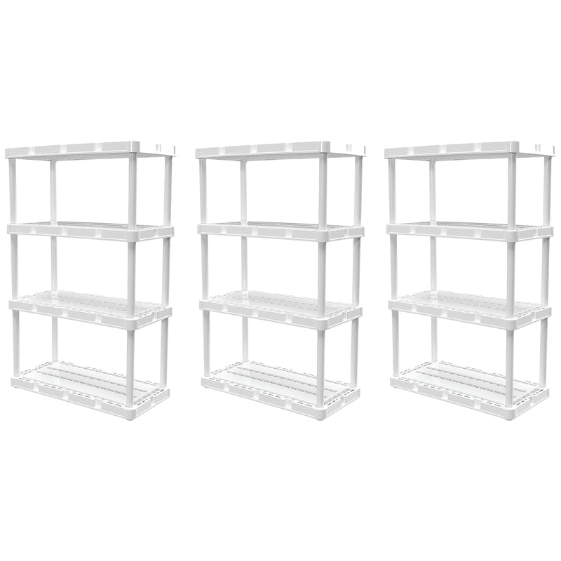 Gracious Living 4 Shelf Knect-A-Shelf Ventilated Storage Unit, White (3 Pack)