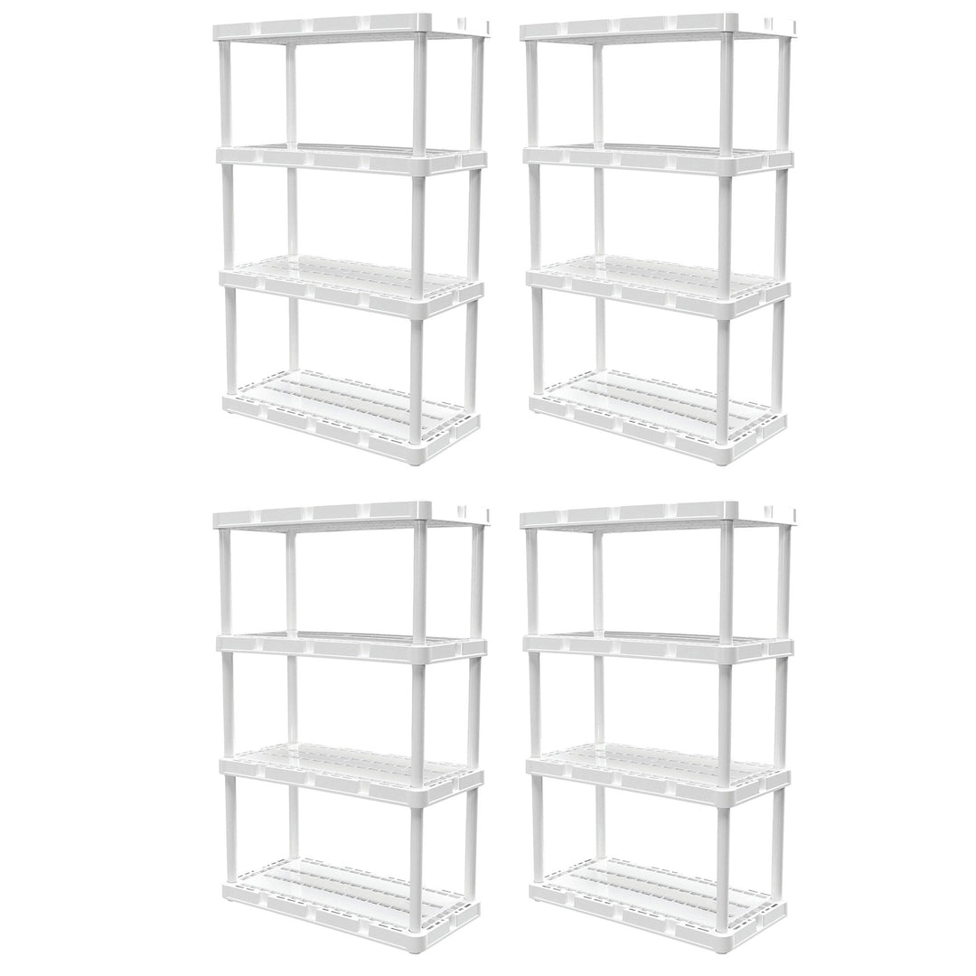 Gracious Living 4 Shelf Knect-A-Shelf Ventilated Storage Unit, White (4 Pack)