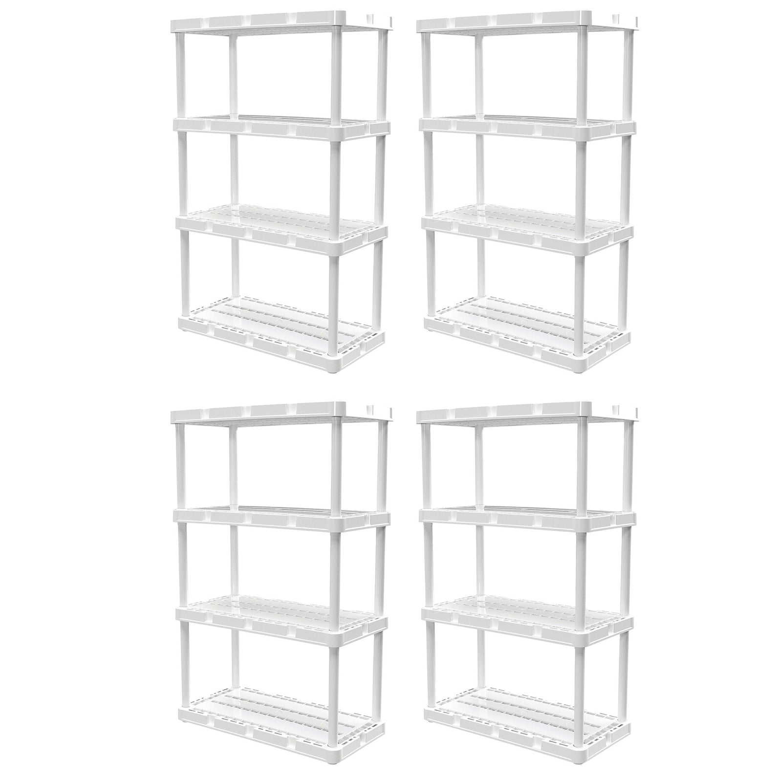 Gracious Living 4 Shelf Knect-A-Shelf Ventilated Storage Unit, White (4 Pack) - VMInnovations