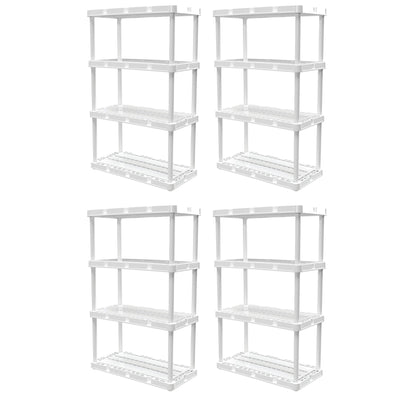 Gracious Living 4 Shelf Knect-A-Shelf Ventilated Storage Unit, White (4 Pack) - VMInnovations