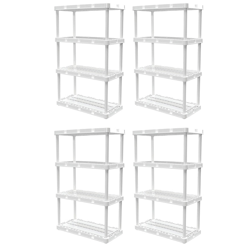 Gracious Living 4 Shelf Knect-A-Shelf Ventilated Storage Unit, White (4 Pack)